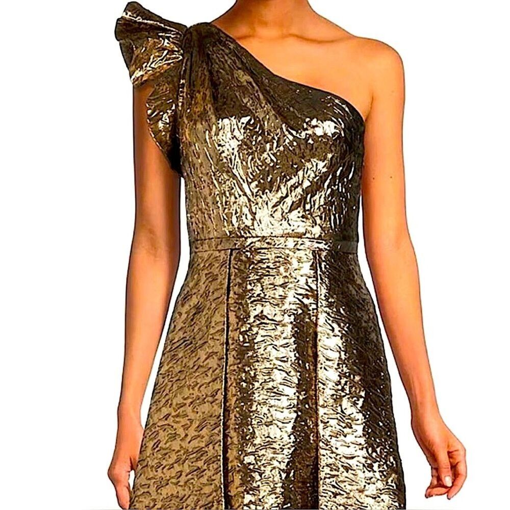 Antonio Melani Bridgett One Shoulder Metallic A-Line Evening Gown Dress Sz 2 NWT - Picture 16 of 16